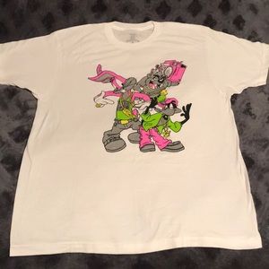 Neon Looney Tunes White T Shirt